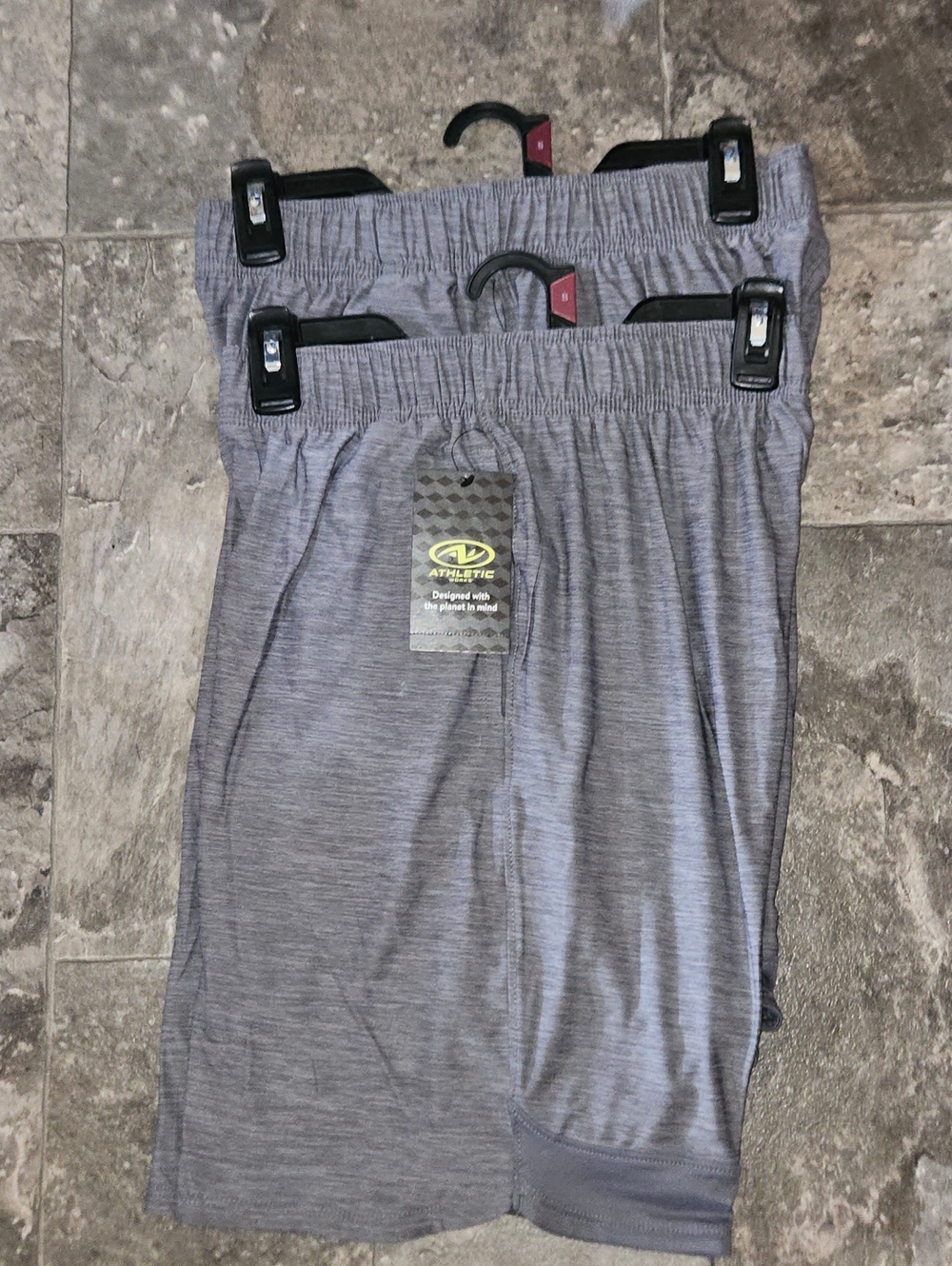2 x Athletic Works Men's Gray Performance Athletic Shorts- Small (28-30) NWT